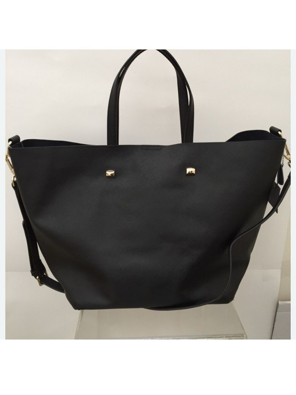 Monserrat De Luca Black Saffiano leather large designer Italian Tote Bag